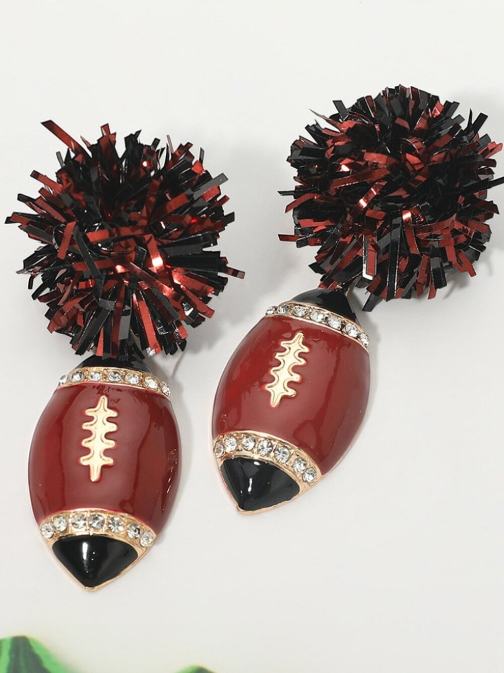 South Carolina Gamecocks Tinsel Cheer Team Colors Football Gameday Earrings NEW